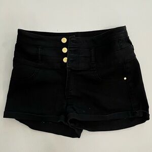 Refuge Black High Waisted Shorts 3 Button